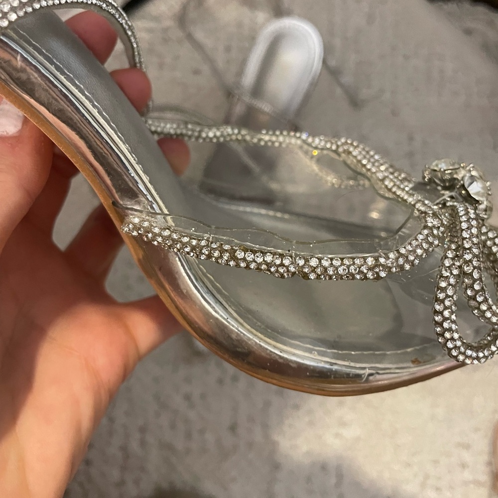 Cape Robbin‎ Silver Crystal Embellished Bow Heels - Picture 7 of 14